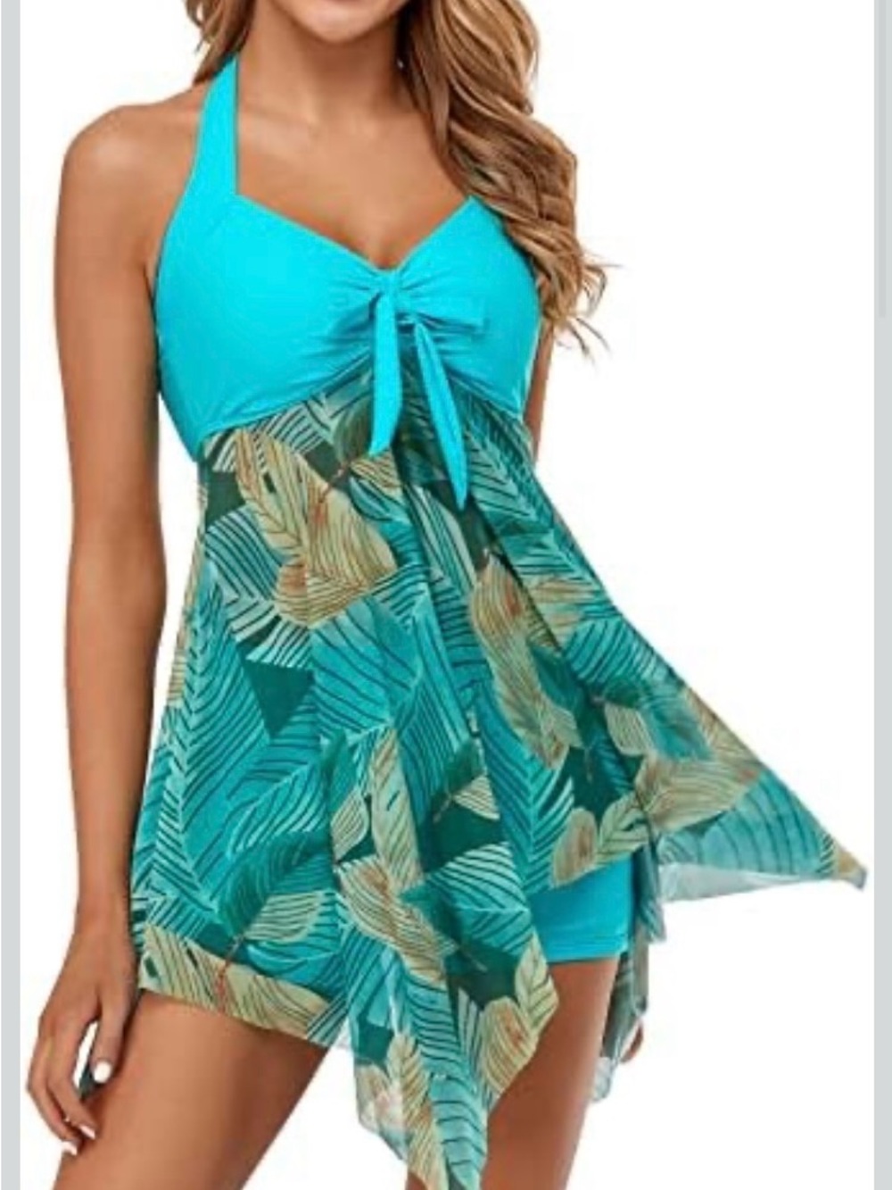 Summer Mac Floral Mesh Swim Light Blue 2 Piece Dress Top & Shorts Size XL